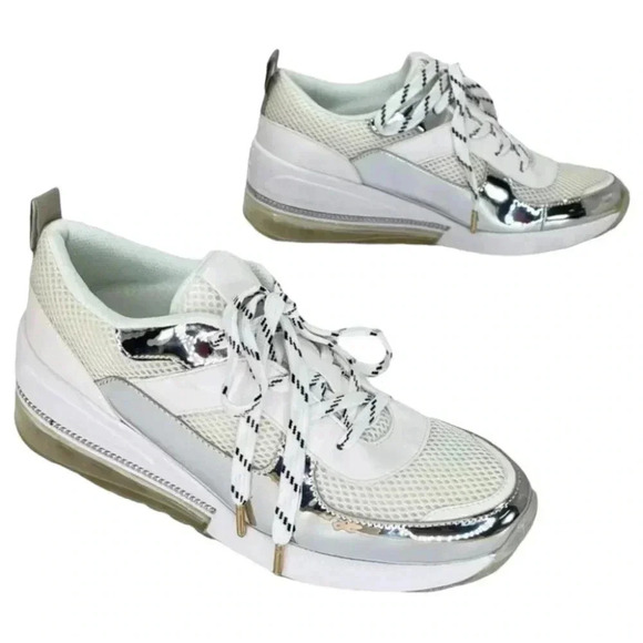 BCBGeneration Womens Sneakers 8.5M Weddi Mirrored Patent Leather - Picture 16 of 16